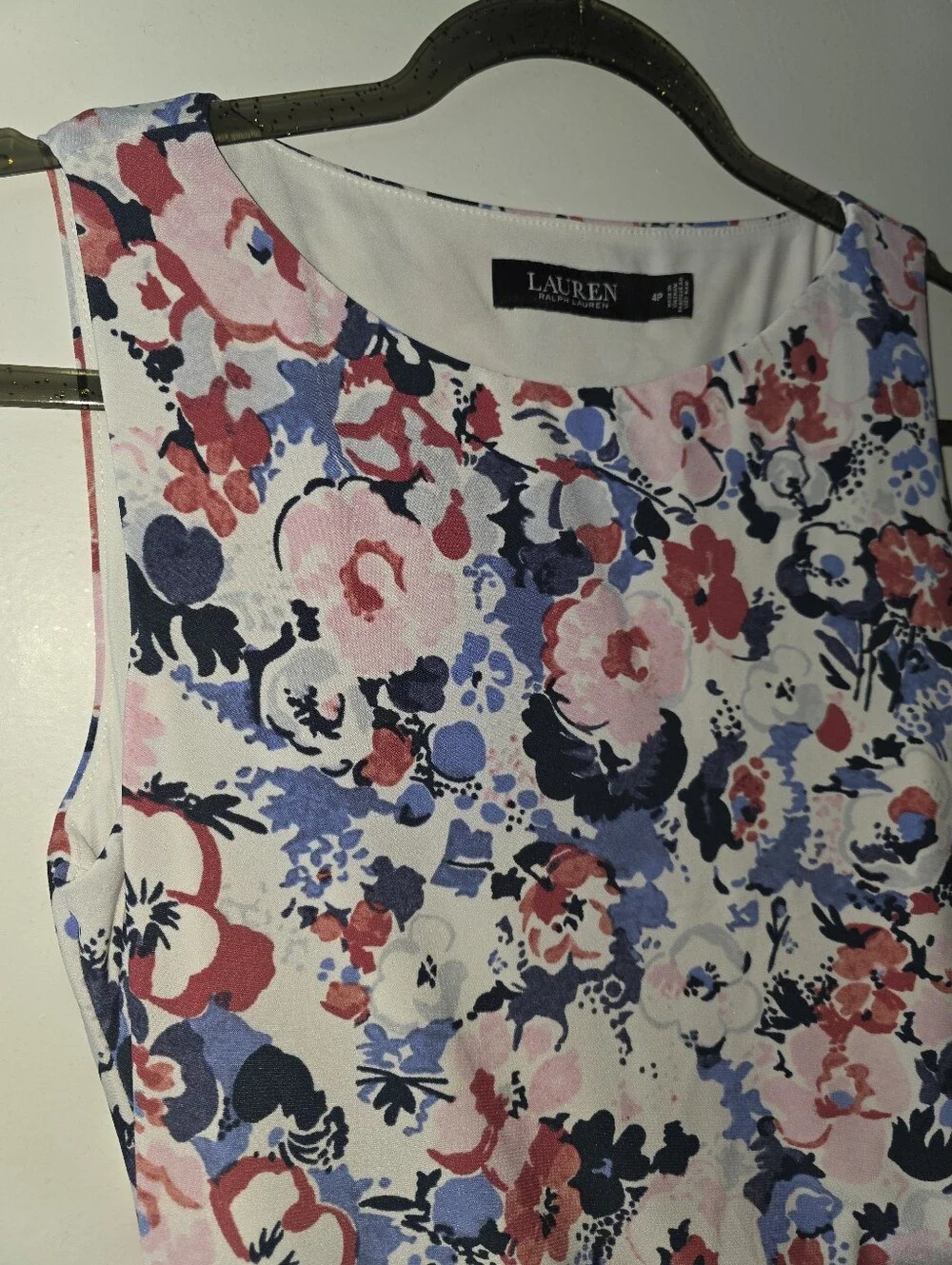 Ralph Lauren Lined White Floral Dress Size 4P - Picture 3 of 8